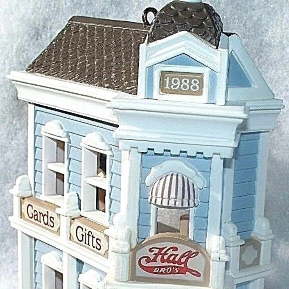 1988 Hallmark Collectible Nostalgic Houses & Shops 5th Halls Bro's Card Shop